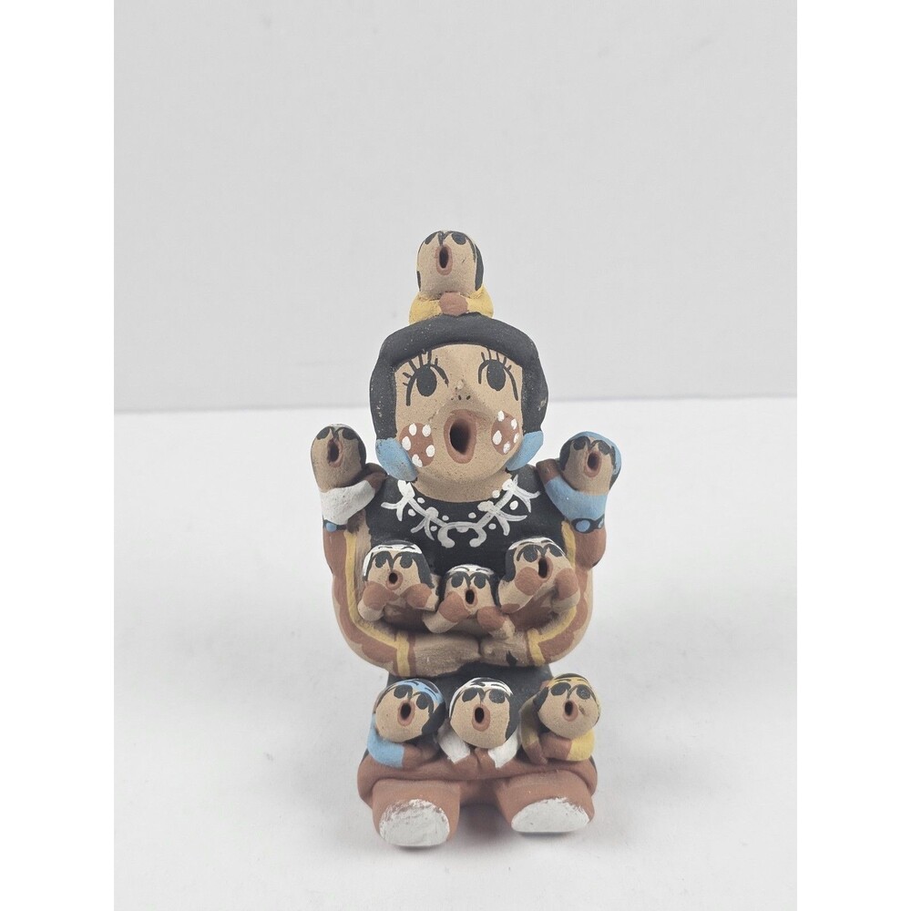 Native Am. 12 Children Storyteller Jemez Pueblo Pottery Artist “T Sando" Signed